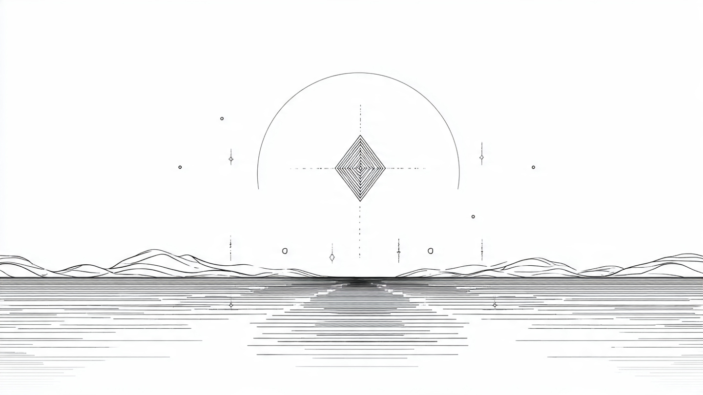 Minimalist abstract illustration representing AI research and synthesis